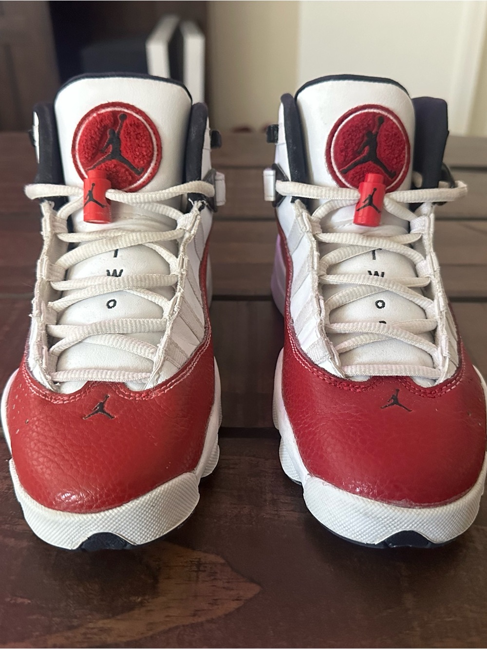 Jordan Kids' Red and White High-Top Sneakers